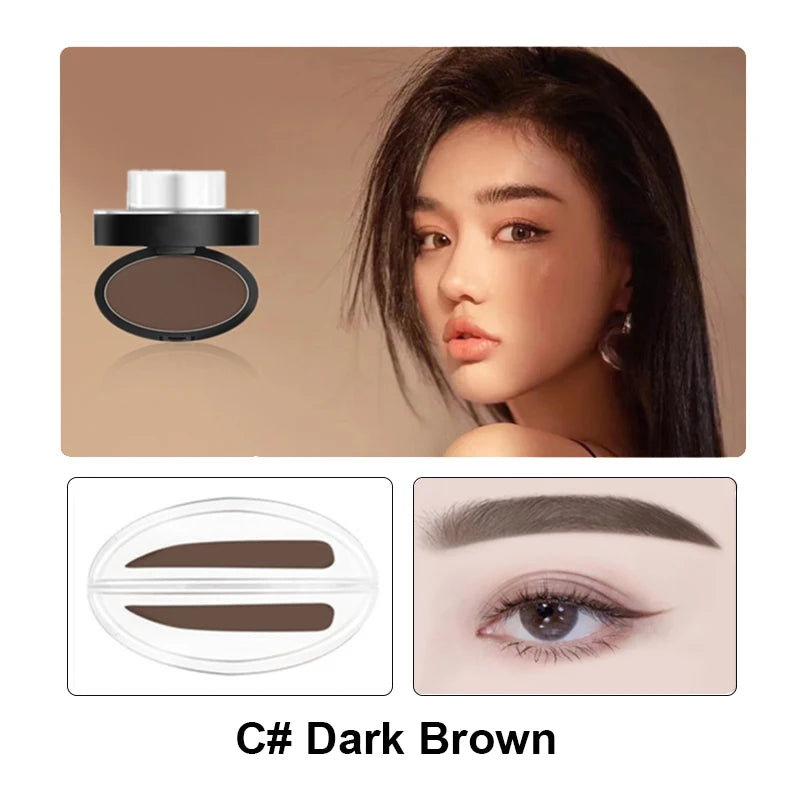 Achieve flawless, natural eyebrows with our Eyebrow Powder Stamp Tint Stencil Kit. This professional makeup tool is waterproof, sweatproof, and long-lasting. Available in dark grey, dark brown, and light brown, the kit includes easy-to-use stamps for Korean, natural, and one-word eyebrow styles. Perfect for quick, symmetrical eyebrow shaping!