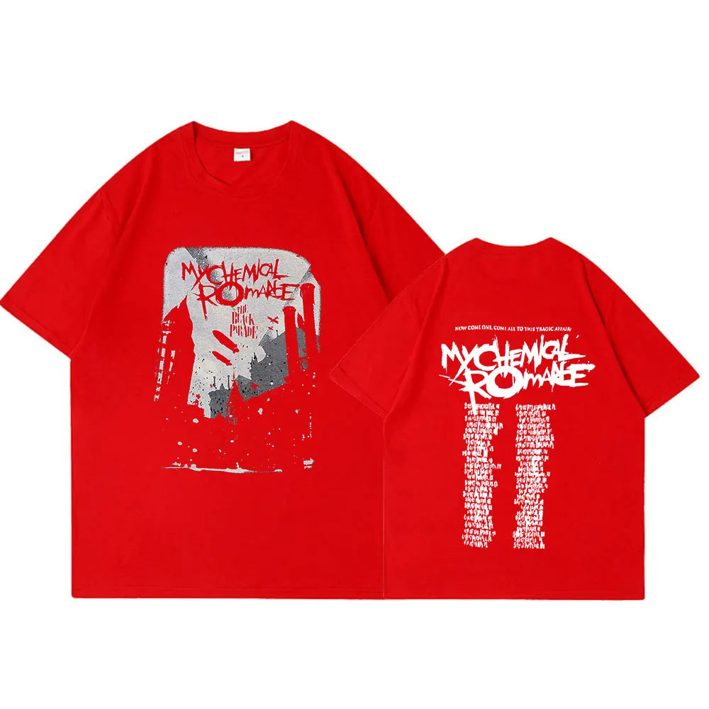 My Chemical Romance 2007 Tour Double Sided Print T Shirt Candle Punk Band Sign Tops Short Sleeve Homme Cotton Harajuku Tees