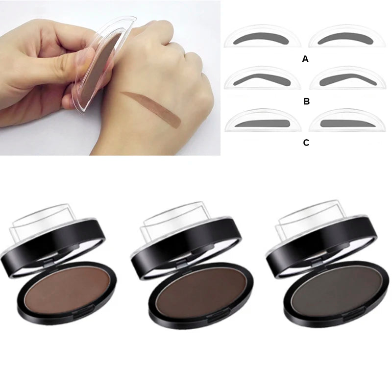 Achieve flawless, natural eyebrows with our Eyebrow Powder Stamp Tint Stencil Kit. This professional makeup tool is waterproof, sweatproof, and long-lasting. Available in dark grey, dark brown, and light brown, the kit includes easy-to-use stamps for Korean, natural, and one-word eyebrow styles. Perfect for quick, symmetrical eyebrow shaping!