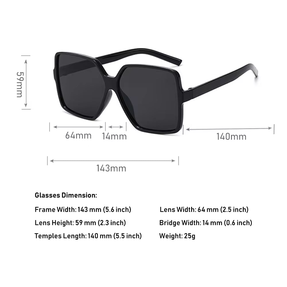 Step up your style with these 1PC Oversized Square Sunglasses for men and women! Featuring a retro big-frame design, UV400 protection, and a lightweight, durable plastic frame. Perfect for outdoor sports, driving, or beach days. Enjoy comfort, fashion, and full UV protection with these stylish sunglasses!