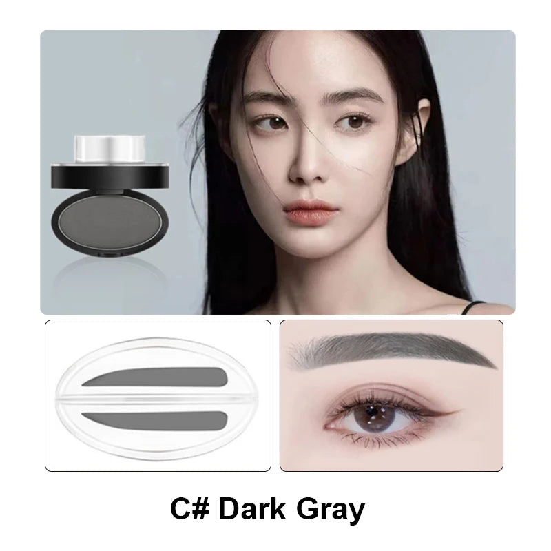 Achieve flawless, natural eyebrows with our Eyebrow Powder Stamp Tint Stencil Kit. This professional makeup tool is waterproof, sweatproof, and long-lasting. Available in dark grey, dark brown, and light brown, the kit includes easy-to-use stamps for Korean, natural, and one-word eyebrow styles. Perfect for quick, symmetrical eyebrow shaping!