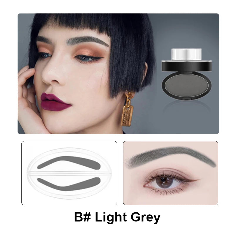 Achieve flawless, natural eyebrows with our Eyebrow Powder Stamp Tint Stencil Kit. This professional makeup tool is waterproof, sweatproof, and long-lasting. Available in dark grey, dark brown, and light brown, the kit includes easy-to-use stamps for Korean, natural, and one-word eyebrow styles. Perfect for quick, symmetrical eyebrow shaping!