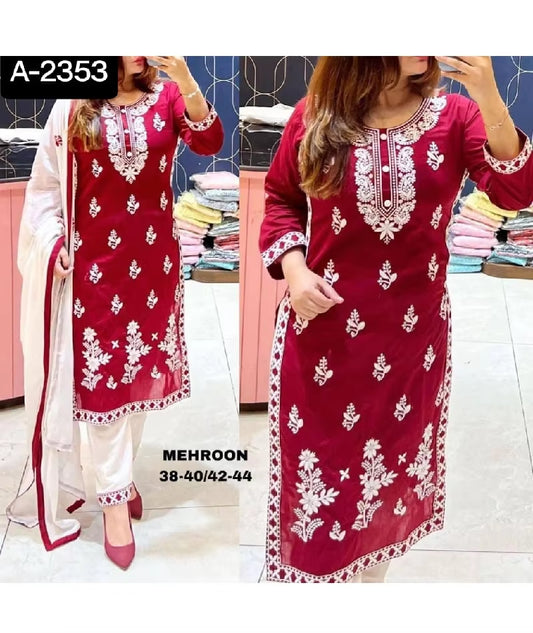 New Beautiful Pakistani Shalwar Kameez Kurti Islamic Clothing with Cotton Dupatta Wholesale Traditional Wear Rayon Kurtis Set