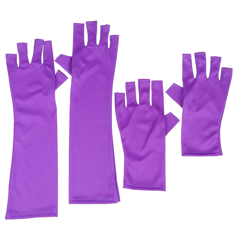 Protect your skin while perfecting your nail art with our Ultimate UV Protection Open-Toed Gloves! These fingerless gloves are designed to block 99% of UV rays, offering UPF 50+ protection during UV & LED lamp use. Soft, lightweight, and durable, available in multiple sizes (25cm/40cm) and colors. Essential for flawless nail care and safety.