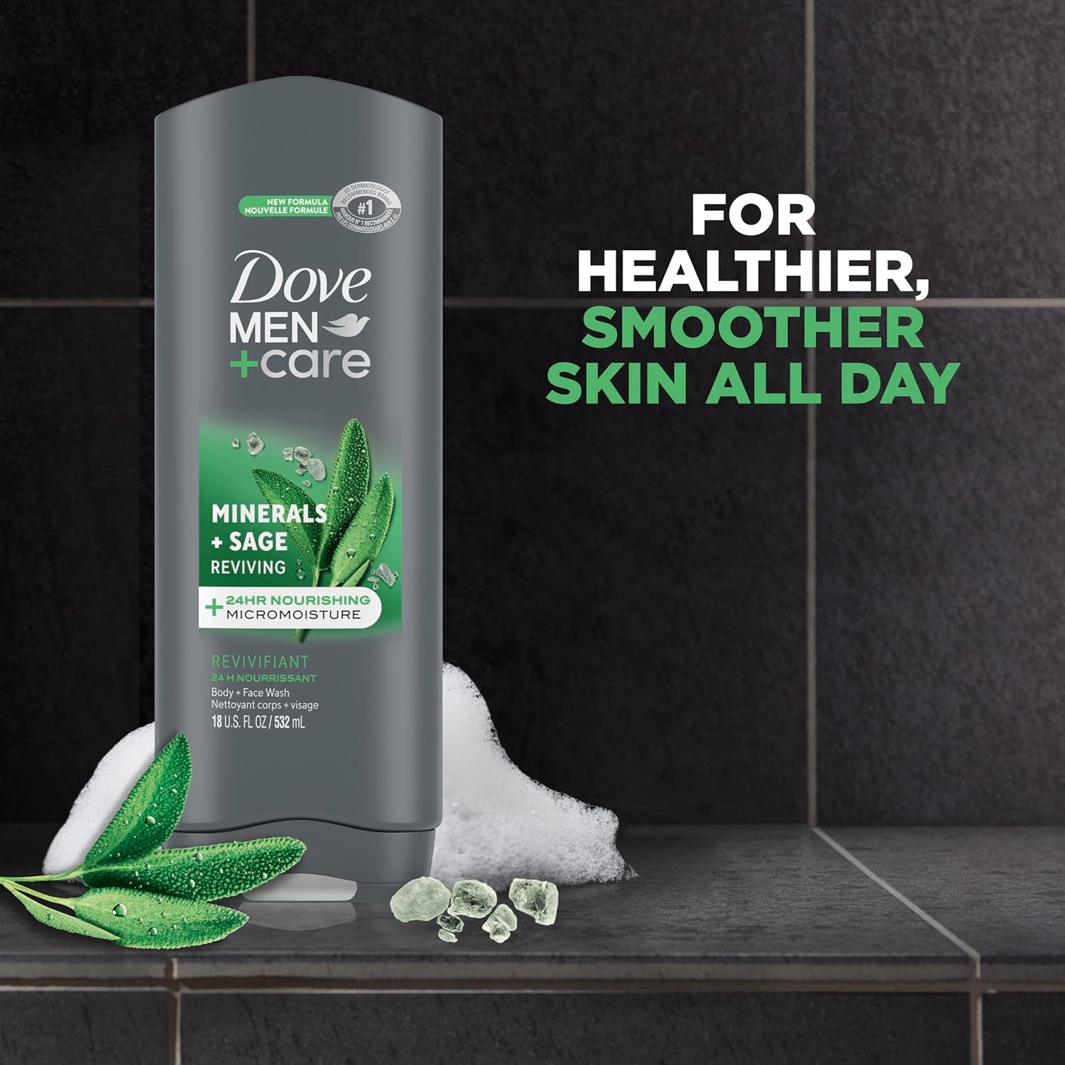 Revitalize your skin with Dove Men+Care Body Wash Mineral + Sage. This 4-pack of 18 oz bottles delivers deep hydration, cleanses effectively, and banishes bacteria. Infused with natural minerals, sage, and energizing scents of peppermint and eucalyptus, it’s the perfect addition to your men’s skincare routine for smooth, refreshed skin. Ideal for body and face use.