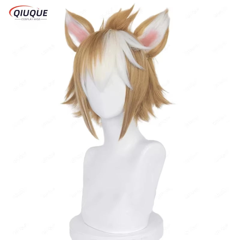 Transform into Gorou from Genshin Impact with this 35cm brown cosplay wig! Made from heat-resistant synthetic hair, this high-quality wig includes a wig cap and cosplay ears for an authentic look. Perfect for anime fans and cosplay events, this wig ensures a comfortable fit and a realistic Genshin Impact transformation.