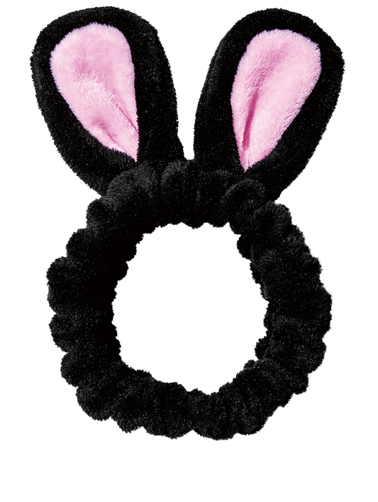 Keep your hair in place with style using the CHASIN' RABBITS Black Rabbit Spa Headband for washing your face. Perfect for skincare, makeup, and face wash routines, this soft, elastic headband (8.26" x 5.5") offers comfort and cute bunny design. Reusable and durable, it adds fun and function to your beauty routine.