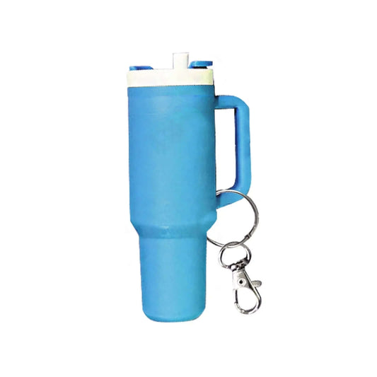 Add a fun twist to your keys with this Colorful Mug Keychain! A miniature tumbler cup replica, perfect for holding chapstick or small items. This charming stash tumbler keychain makes a cute and practical accessory for your everyday carry.