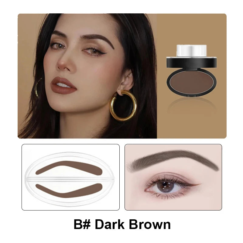 Achieve flawless, natural eyebrows with our Eyebrow Powder Stamp Tint Stencil Kit. This professional makeup tool is waterproof, sweatproof, and long-lasting. Available in dark grey, dark brown, and light brown, the kit includes easy-to-use stamps for Korean, natural, and one-word eyebrow styles. Perfect for quick, symmetrical eyebrow shaping!