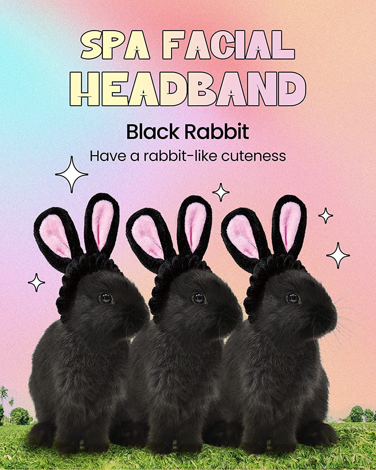 Keep your hair in place with style using the CHASIN' RABBITS Black Rabbit Spa Headband for washing your face. Perfect for skincare, makeup, and face wash routines, this soft, elastic headband (8.26" x 5.5") offers comfort and cute bunny design. Reusable and durable, it adds fun and function to your beauty routine.